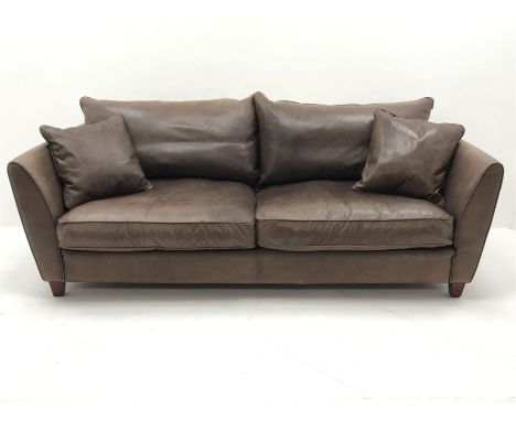 Collins &amp; Hayes - grande two seat sofa upholstered in brown leather, W225cm, D98cm - Condition Report 