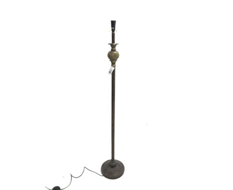 Gilt and bronzed standard lamp with reeded column, H138cm - Condition Report 