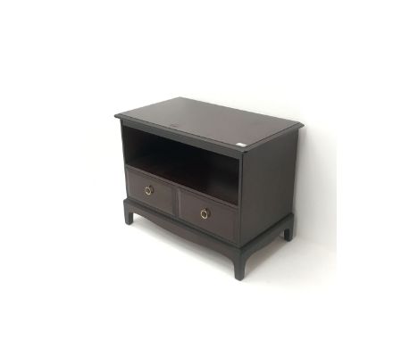 Stag mahogany television stand, single shelf above two drawers, shaped supports - Condition Report 
