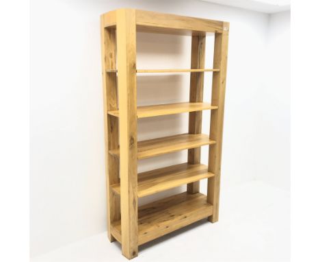 Light oak 6� open bookcase, curved sides, W100cm, D41cm, H196cm - Condition Report 