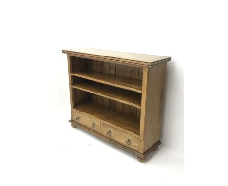 Teak and tile open bookcase, two adjustable shelves above two drawers  - Condition Report 