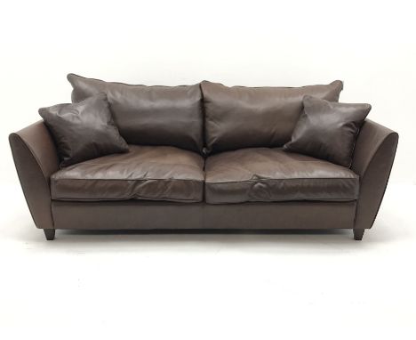 Collins &amp; Hayes - grande two seat sofa upholstered in brown leather, W225cm, D98cm - Condition Report 