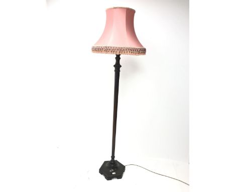 Early 20th century mahogany standard lamp, H161cmClick here to view further images, condition reports, sale times &amp; deliv