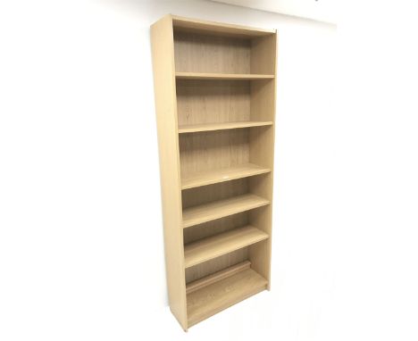 Light oak open case, five shelves, plinth base - Condition Report 