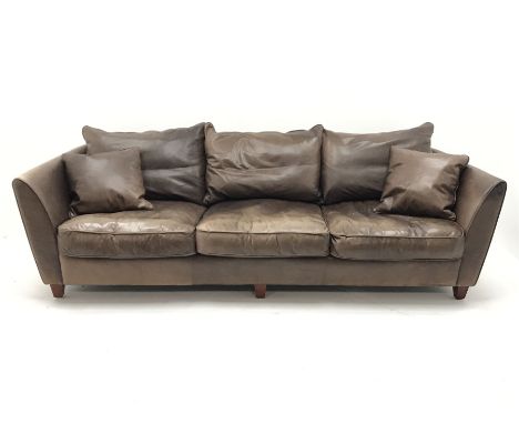 Collins &amp; Hayes - grande three seat sofa upholstered in brown leather, W255cm, D98cm - Condition Report 