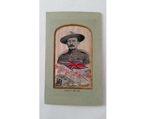 SCOUTING, silk panel, Baden Powell, no. 355915, in original mount, 3.75 x 6.25 overall, VG