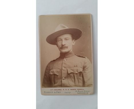 SCOUTING, cabinet photo, Lt.-Colonel RSS Baden Powell, by Elliott &amp; Fry, VG