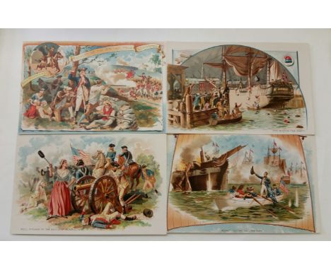 U.S.A., large chromo cards, War of Independence, inc. Paul Revere, Boston tea Party, Battle of Monmouth, Constitution &amp; G