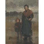 Mary Georgina Wade Wilson (Scottish, 1856-1939), Gathering Driftwood, signed lower left, oil on