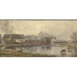 Johan Ulrik Bredsdorff (Danish, 1845-1928), Cattle Watering by a Danish Farmstead, signed with