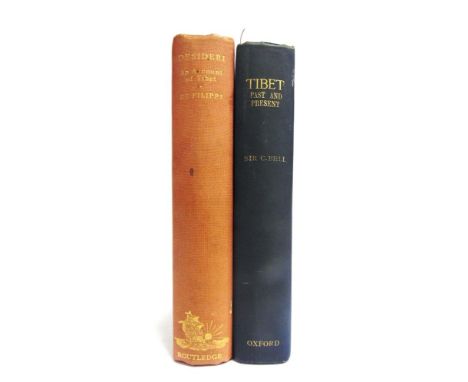 [TRAVEL]. TIBET  Bell, Sir Charles. Tibet Past &amp; Present, first edition, Clarendon Press, Oxford, 1924, navy blue cloth, 