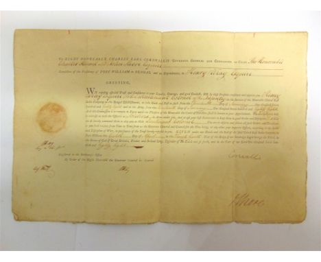 [DOCUMENTS]. CHARLES CORNWALLIS, 1ST MARQUESS CORNWALLIS (1738-1805), BRITISH ARMY GENERAL &amp; OFFICIAL, GOVERNOR GENERAL &
