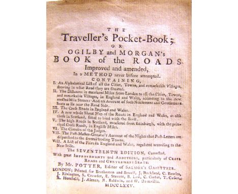 [TOPOGRAPHY]  The Traveller's Pocket Book; or Ogilby and Morgan's Book of the Roads, Improved and Amended in a Method Never B