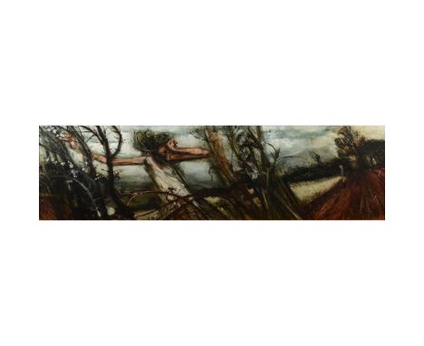 Christopher Fiddes,Figures and Brambles,oil on panel,signed,58cm x 181cm.Artist's Resale Rights are applicable on this lot.