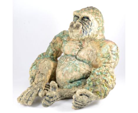 Imogen Margrie, 'Big Daddy', a ceramic model of a gorilla, 1993, incised monogram to underside, 38cm high.Artist's Resale Rig
