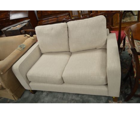 John Lewis two-seater sofa upholstered in grey dralon, 89 x 141 x 85cms deep.