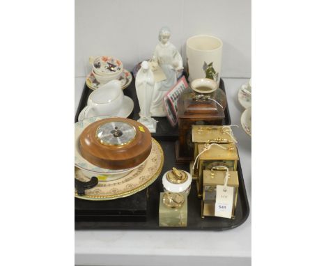 Four modern carriage clocks; a modern barometer by Daymaster; figurines and mixed china, including: Imari bowl, cups and sauc