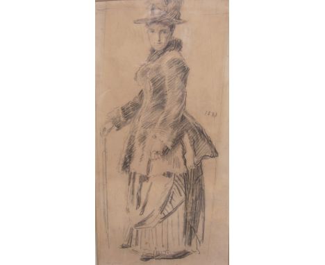 EMILE CHARLES WAUTERS (1846-1933)Portrait of a Lady, said to be Mrs Nellie Melba, pencil sketch, dated 1888, with printed sta