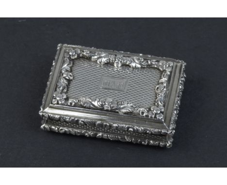 A William IV silver Vinaigrette with engine turning, foliate bands and initials MAP, Birmingham 1836, maker: Nathaniel Mills