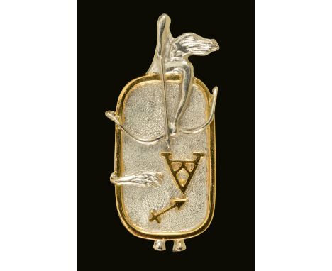 A Charles de Temple Pendant of archer shooting arrow in 18ct white and yellow gold, signed C. de Temple