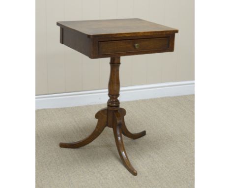 A Regency oak Work Table fitted frieze drawer on baluster turned column and tripod base, 19in