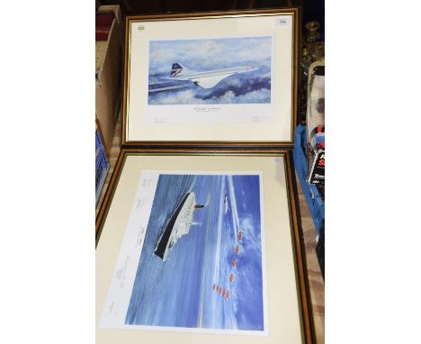 Anthony Hansard limited edition prints 'Concorde-supersonic' 223/1950, signed by pilot and artist, together with a limited ed