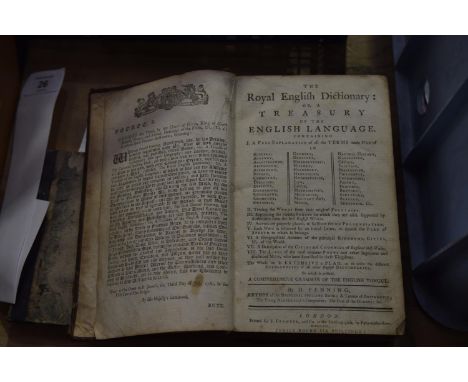 "The Royal English Dictionary or a Treasury of the English Language"First edition, published by S. Crowder, London 1761, full
