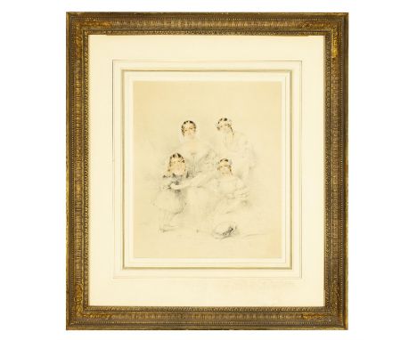 EDWARD HAYES RHA (1797-1864)  Portrait of a Mother and Her Three Daughters Signed Watercolour over pencil on paper, 31 x 25.5