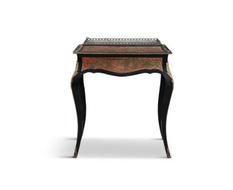 A LATE 19TH CENTURY EBONISED AND BOULLE JARDINIERE/PLANTER,the rectangular top with metal lined recess, raised on four cabrio