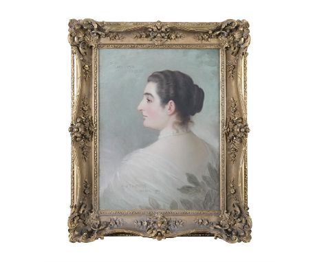 HENRY JONES THADDEUS RHA (1859-1924) Portrait of Lady James Douglas (neé Hennessey) in profile Oil on canvas, 61 x 46cm  Sign