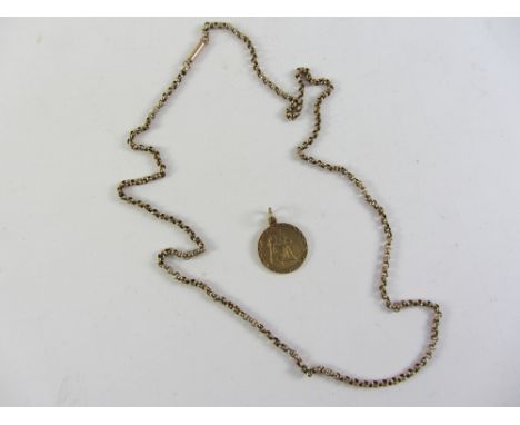 Victorian chain necklace stamped 9c and a St Christopher pendant hallmarked 9ct approx 6.3gm Condition Report Click here for 