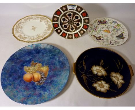 Royal Crown Derby plate pattern no. 1128, Rosenthal charger and cabinet plate, a Royal Worcester plate and a Coalport plate C