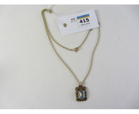 9ct gold chain stamped 375 approx 6gm with blue stone set pendant Condition Report Click here for further images, condition, 