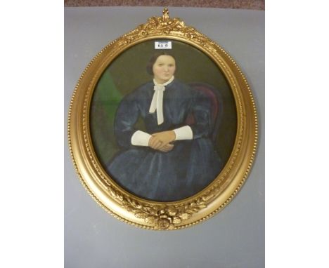 Portrait of a Victorian Lady, oval oil on board 36cm x 29cm in decorative gilt frame Condition Report Click here for further 