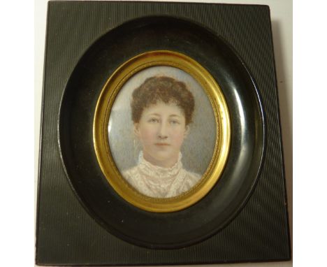 Early 20th century oval portrait miniature of a lady on ivory H6cm, framed 
 Condition Report Click here for further images, 
