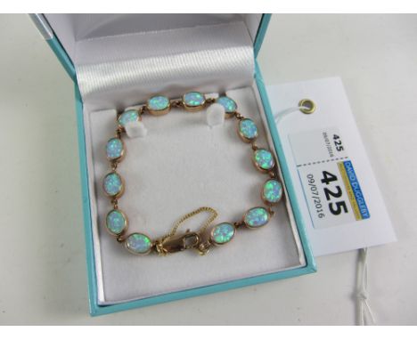 Opal set rose gold bracelet stamped 375 Condition Report Click here for further images, condition, auction times & delivery c