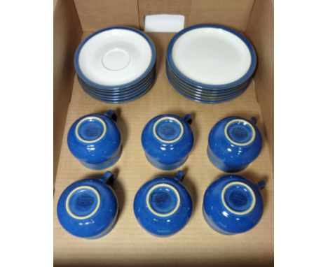 Denby 'Imperial Blue' tea service - six place settings  Condition Report Click here for further images, condition, auction ti