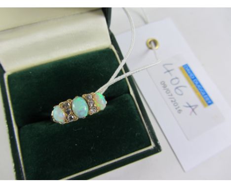 Early 20th century opal and diamond ring hallmarked 18ct Condition Report Click here for further images, condition, auction t