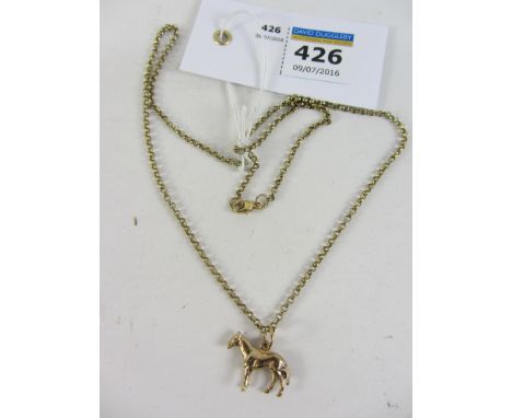 Chain necklace hallmarked 9ct approx 4.8gm with horse pendant Condition Report Click here for further images, condition, auct