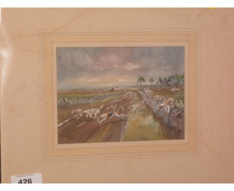 Tom Carr - A hunting scene, signed, watercolour, 10.5 x 15.5cms, unframed.