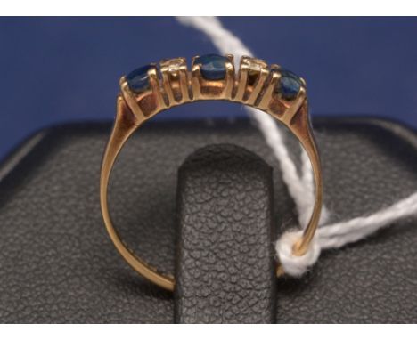 Sapphire and diamond ring, on 18ct yellow gold shank.