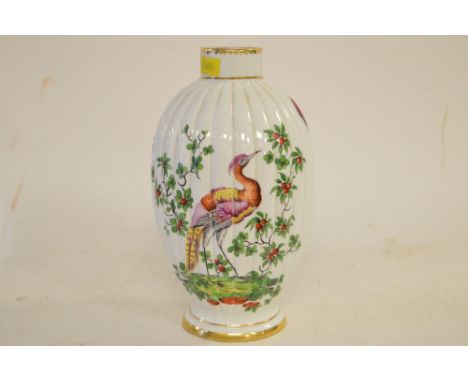 A Samson Paris copy of a First Period Worcester tea caddy, decorated with exotic birds in the manner of James Giles.