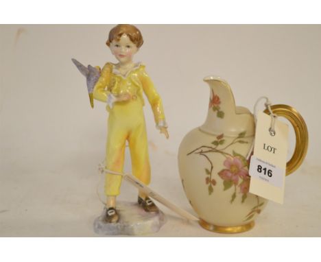 A Royal Worcester blush ivoryware jug, number 1094; together with a Royal Worcester figurine 'Parakeet', by F.G.Doughty, 3087