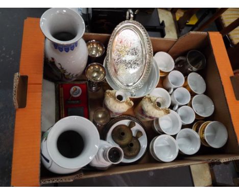A good mixed lot to include a collection of Royal Worcester ceramic tableware, a pair of Asian style vases, plated ware and a