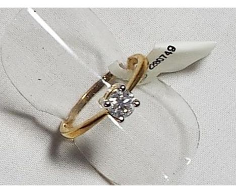 A lady's 9 carat gold and 50 pt 1/2 carat diamond solitaire ring, size O , approx weight 1.7 gm , cased - Est £160 - £200