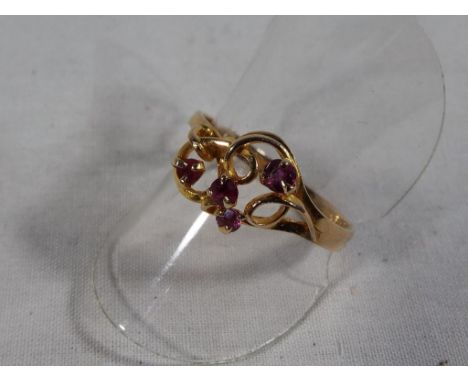 A lady's marked 14ct gold and ruby ring, approx. weight 1.9 grams, size Q, boxed - Est £60 - £90