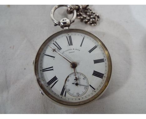 A gentleman's silver cased pocket watch, white enamel dial with Roman numerals, signed by the well-known William Potts of Lee