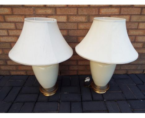 A pair of  cream ceramic crackle glazed modern table lamps Est £20 - £40