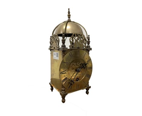 18th century design brass lantern clock, with Roman chapter ring, striking the hours to exterior bell Dimensions: Height:&nbs