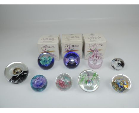 3x Boxed Caithness Glass Paperweights and Various Un-Boxed Caithness and Selkirk Glass Paperweights. To Include: Mooncrystal,